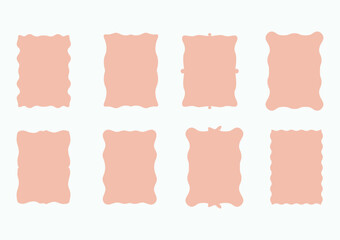 Set of hand drawn trendy doodle frames ,Vector set of simple decorative frames, Collection of whimsical hand-drawn frames with wavy squiggle curly  in trendy, vintage styles 