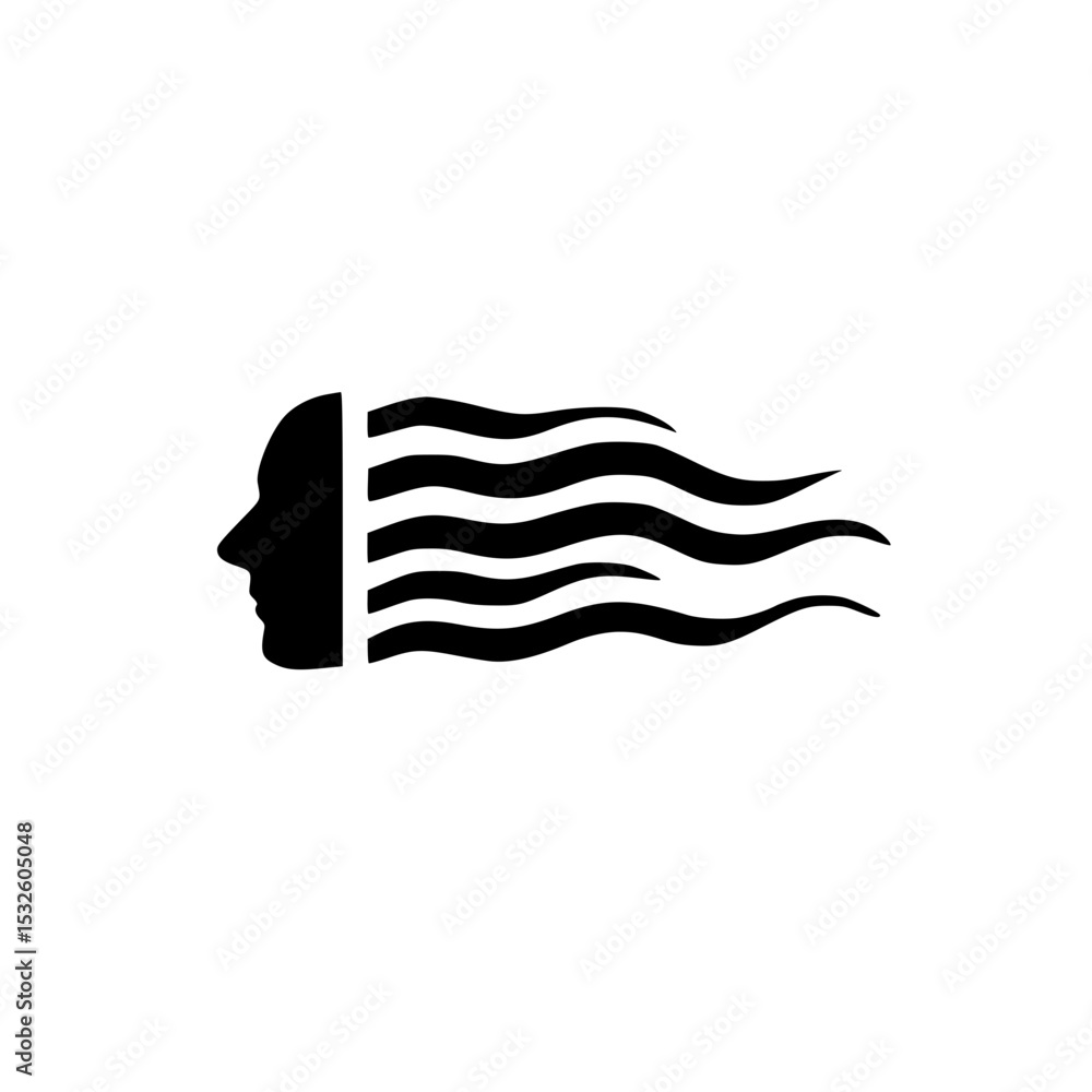 Poster motion line mask icon vector symbolizing dynamic movement and mystery