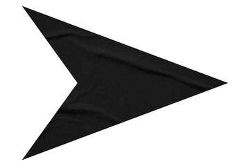 Black crumpled paper arrow isolated on transparent background.