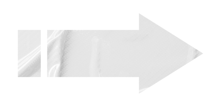 White crumpled paper arrow isolated on transparent background