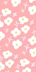 Cute White Daisy Pattern on Soft Pink Background – Minimalist Floral Design