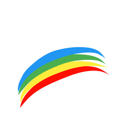 Abstract Rainbow Swish – Colorful Curve Brush Streaks on White Background