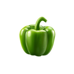 Fresh Green Bell Pepper with Water Droplets Isolated on Black Background