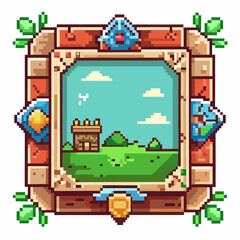 Colorful Pixel Art Landscape with Castle in Retro Game Style