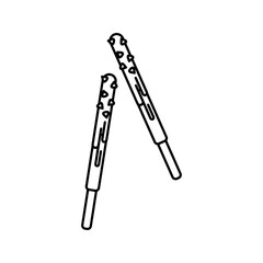 Choco Stick Outline style, biscuit sticks dipped in chocolate with toppings, great for sweet snack branding and chocolate themed projects.