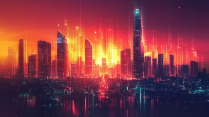 Futuristic smart city of bangkok with energy digitalization, wireless network infrastructure, and advanced connection technology over modern urban skyline




