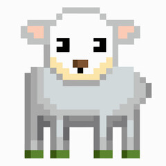 Cute Pixel Art Sheep   Retro 8 bit Farm Animal for Video Game Design