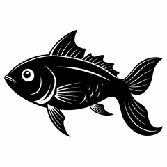 Black and White Fish Illustration Simple Aquatic Animal Design for Modern Decor