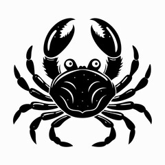 Black Silhouette of Crab with Claws Marine Life  Illustration
