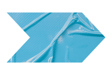 Light blue crumpled paper arrow isolated on transparent background