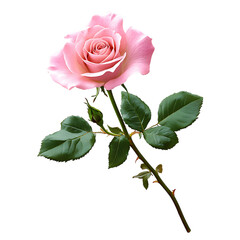 Pink rose isolated on transparent background