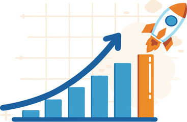 Rocket launch exponential growth business success chart