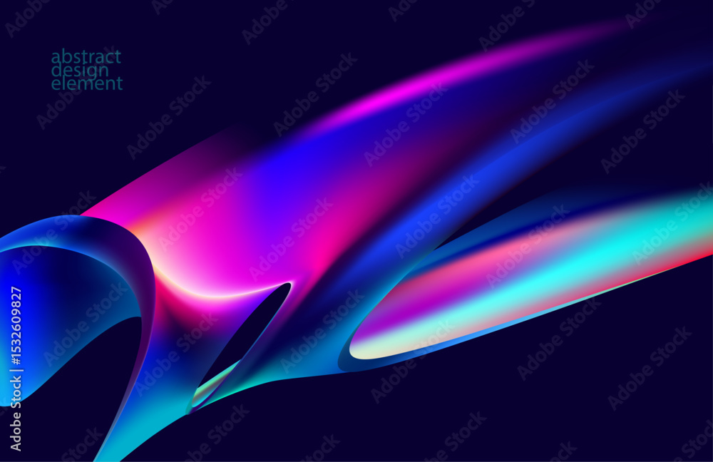 Poster abstract liquid holographic gradient shape. 3d vector design element.