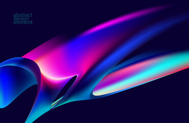 Abstract liquid holographic gradient shape. 3D Vector design element.