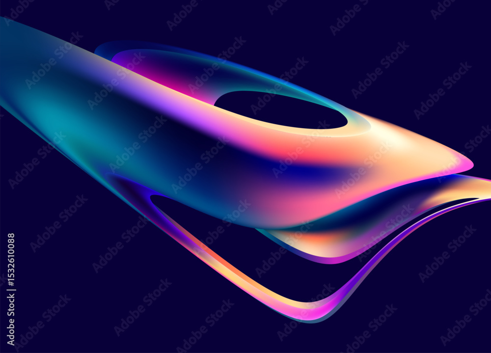 Poster abstract liquid holographic gradient shape. 3d vector design element.