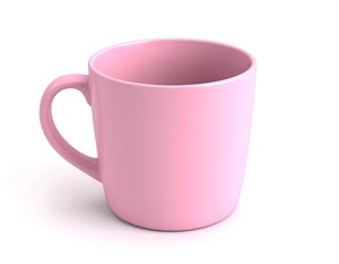Pink mug on white background