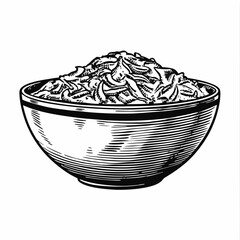 Creamy coleslaw in bowl. Delicious coleslaw recipe with shredded cabbage and carrots. Simple coleslaw illustration perfect for food blogs and restaurant menus.