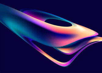 Abstract liquid holographic gradient shape. 3D Vector design element.