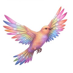 Fototapeta premium Pastel Rainbow Bird in Flight