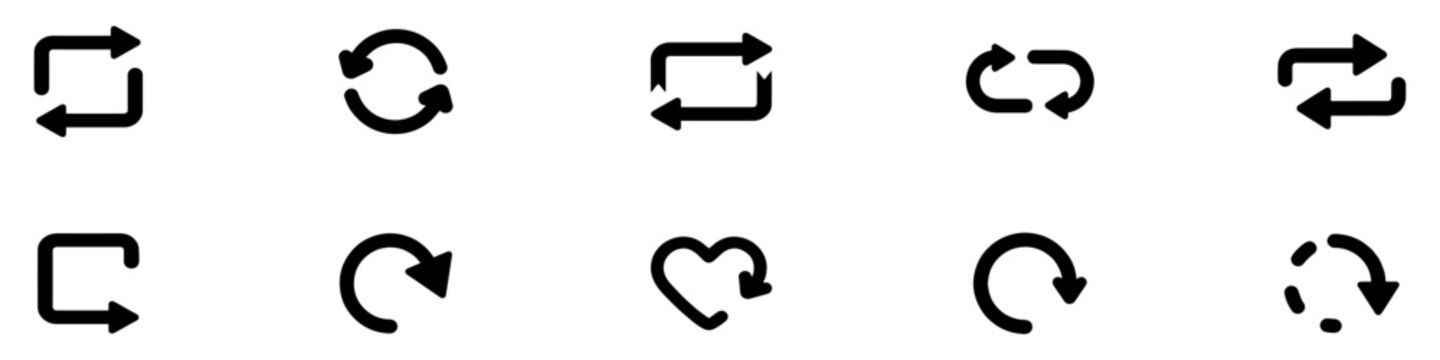 Refresh icon. Reload icon set. Transfer icon set. Exchange symbol. Transfer, swap, exchange, spin, flip concept. Circular. Arrow icon. recycling recurrence, renewal, Exchange. Update. Refresh icon.