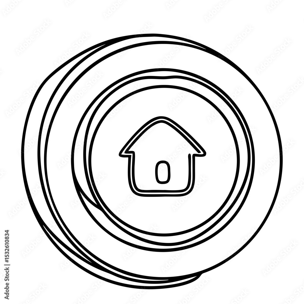 Poster smart home button design. modern smart home interface icon with house symbol. stylish graphic elemen