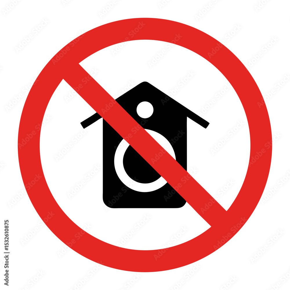 Poster smart home device prohibited symbol. red circle prohibiting smart home button. smart home technology