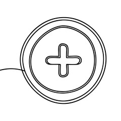 Obraz premium Round plus sign icon illustration in minimalist line style 