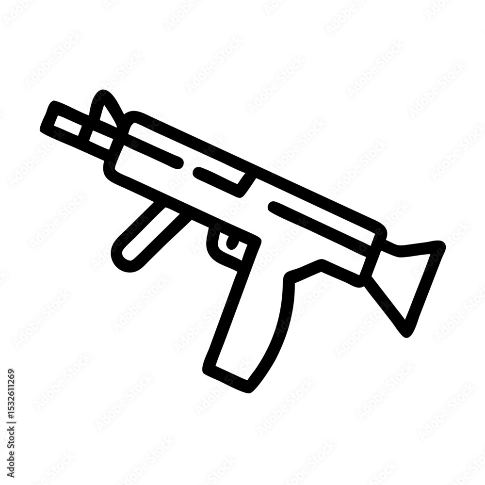 Poster minimalist submachine gun icon design. this simple submachine gun image is perfect for military or a