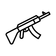 Naklejka premium Minimalist submachine gun icon. Simple firearm illustration perfect for military websites, video game interfaces, or tactical gear designs.