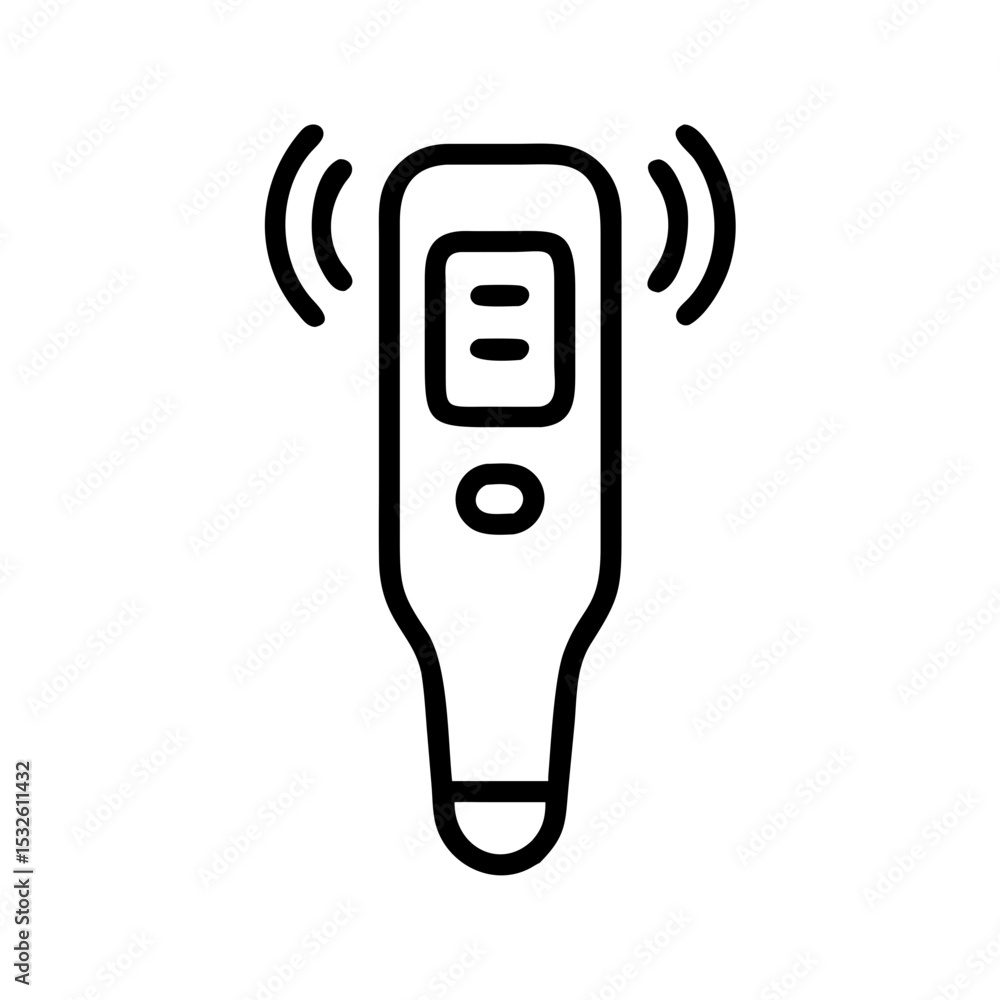 Poster digital thermometer icon. high-tech contactless temperature sensor for medical applications. modern 