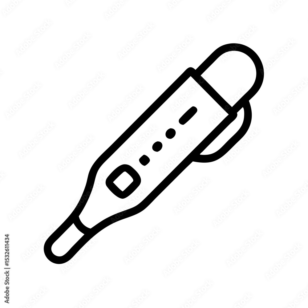 Poster digital thermometer icon. medical digital thermometer for temperature measurement. simple line art d