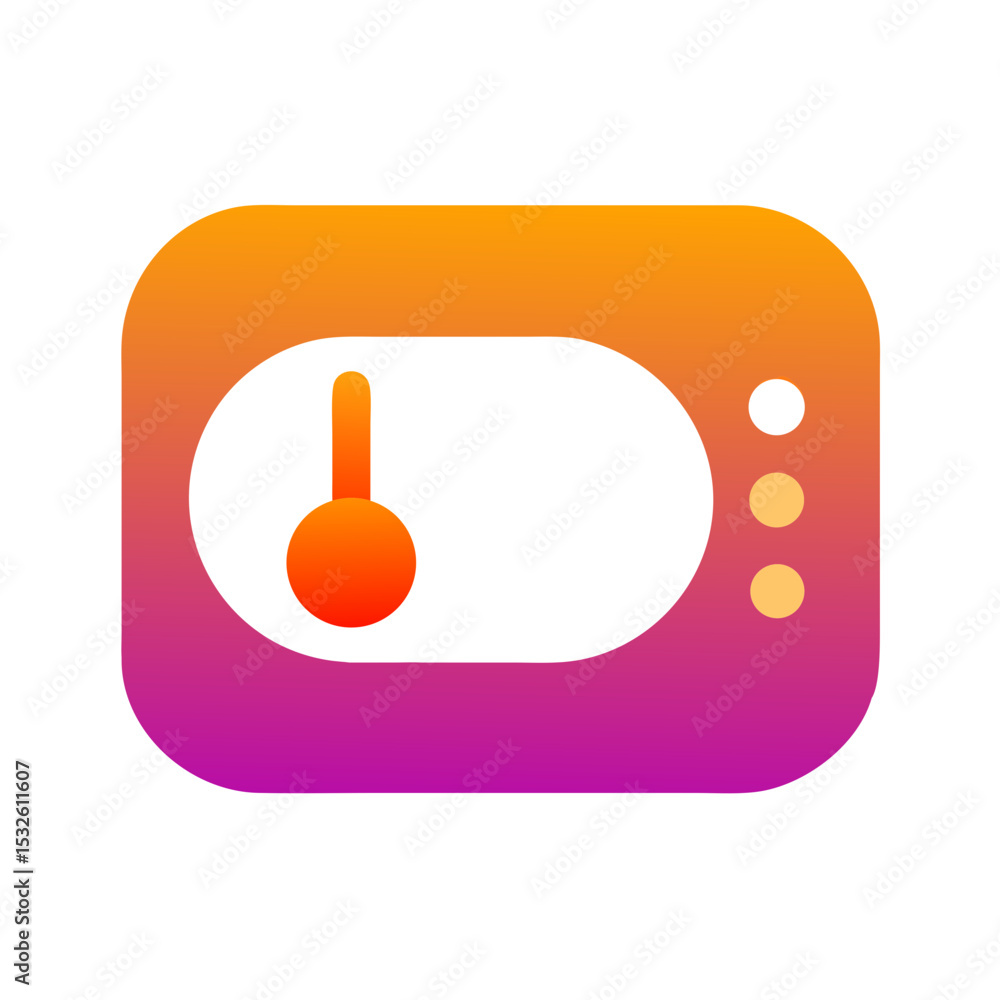 Poster modern thermostat design with temperature control interface. smart home thermostat shows current tem