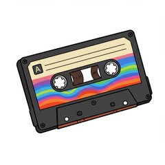 Fototapeta premium Retro Cassette Tape with Rainbow Design
