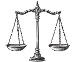 Scales of justice isolated on transparent background