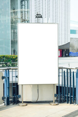 Mockup image of Blank billboard white screen posters and led in the subway station for street advertising On City Background