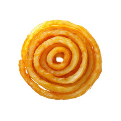 Fototapeta premium Crispy Spiral Potato Fries, Single, Overhead Shot