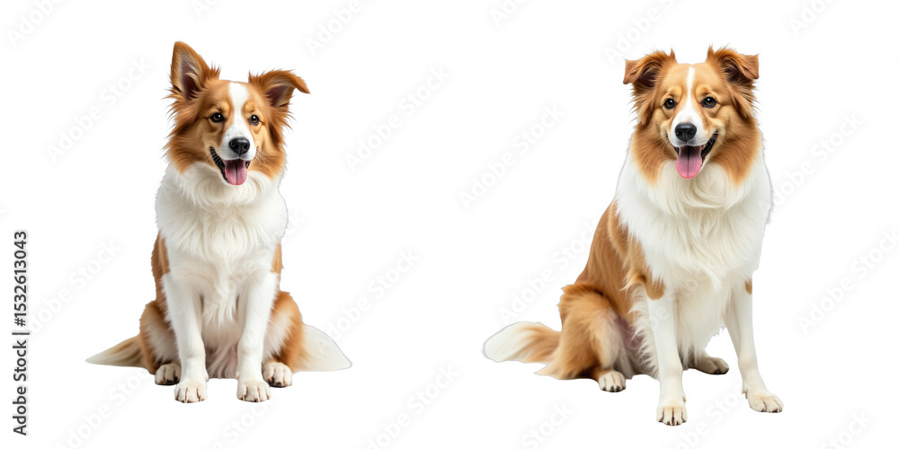 Aufkleber happy australian shepherd dog breed sitting and posing with a joyful expression isolated on a transp