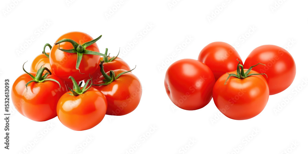 Poster fresh ripe tomatoes grouped together on a transparent background showcasing vibrant red colors and h