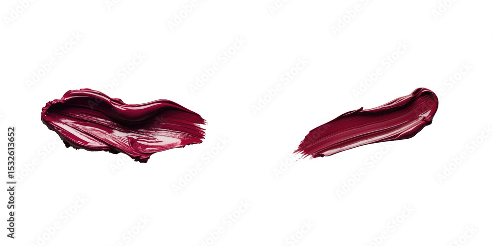 Poster burgundy red lipstick or acrylic paint smear isolated on transparent background with smooth texture 