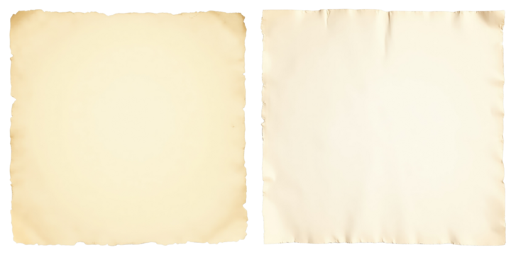 Aged paper texture background with ragged edges isolated on transparent background suitable for design and collage applications.