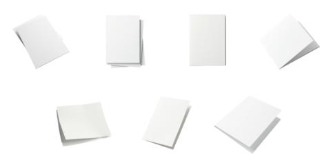 A6 invitation card and flyer mockup collection in various orientations with a textured design, isolated on a transparent background for versatile design applications.