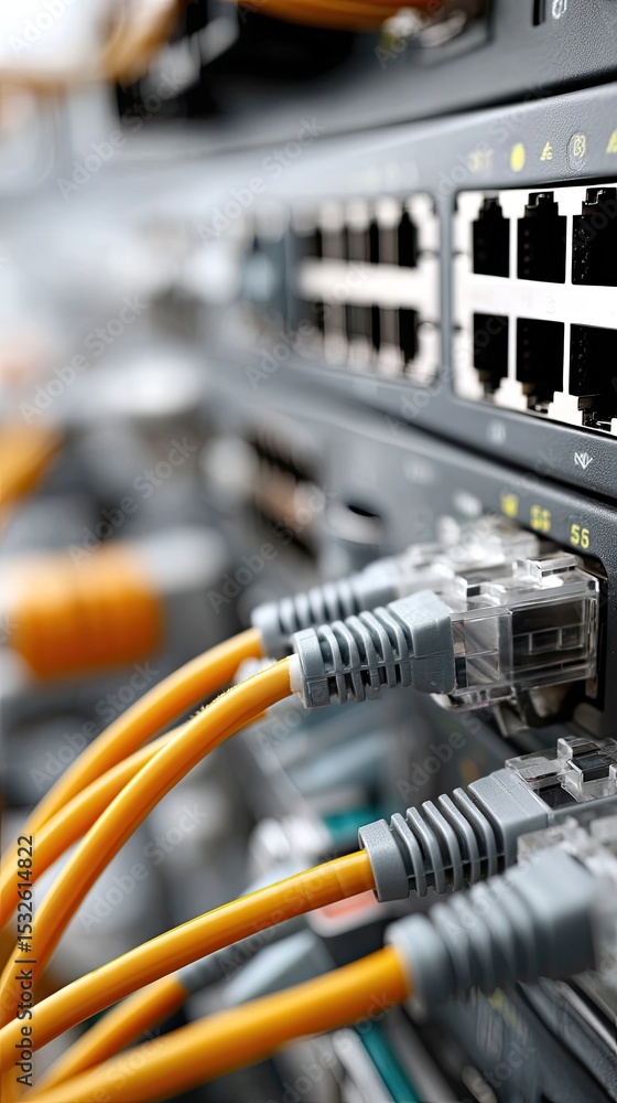 Poster wires and connectors fill a server mainframe, illuminated by a single light bulb, showcasing advance