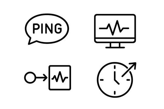 Black network and monitoring icons on gray background