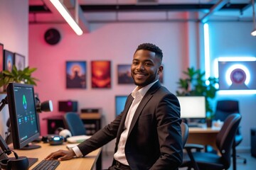 Happy smiling Businessman Posing for a professional headshot