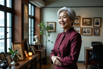 Happy Businesswoman Posing in Modern Office