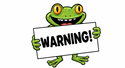Frog with warning sign