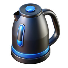 Modern black electric kettle isolated on transparent background