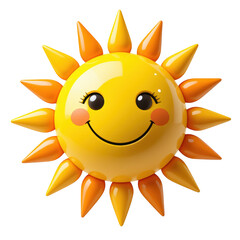 Bright and Cheerful Cartoon Sun with Big Eyes and Smile Radiating Happiness and Joy on a Clear Day