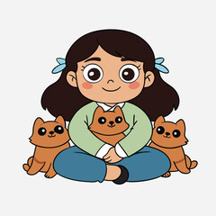 Fototapeta premium girl and cat