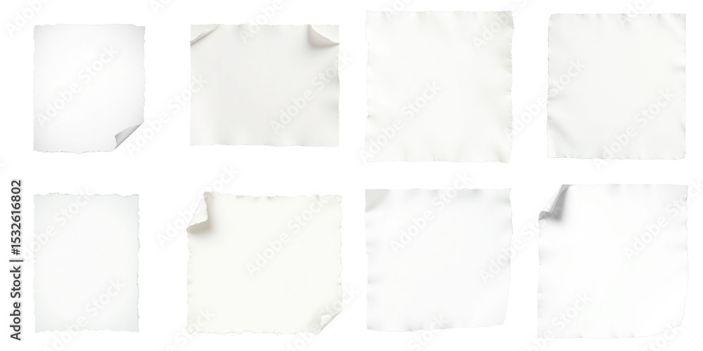 Aufkleber collection of ripped transparent paper sheets on isolated background various sizes and shapes for do
